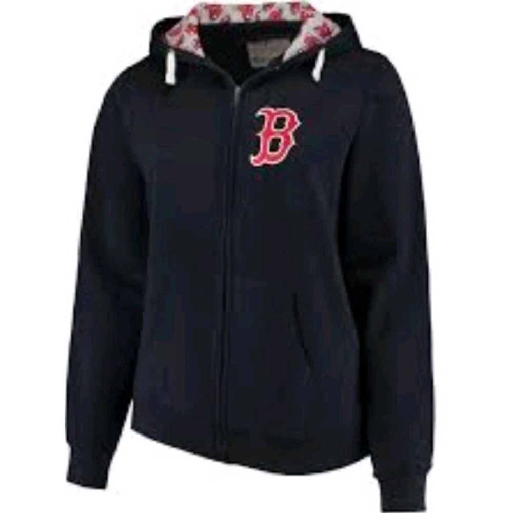 Boston Red Sox Soft As A Grape MLB Women Jacket Navy Blue Full Zip Hoodie Large